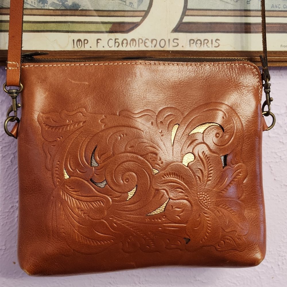 Patricia Nash crossbody gold accent